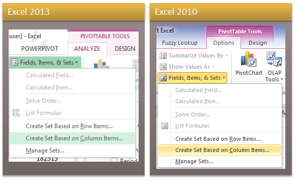 Excel Powerpivot Pivottable Named Sets