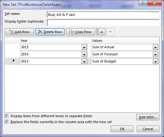 Excel Powerpivot Pivottable Named Sets