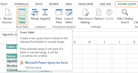 power query tab