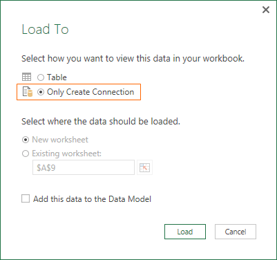 power query Load to