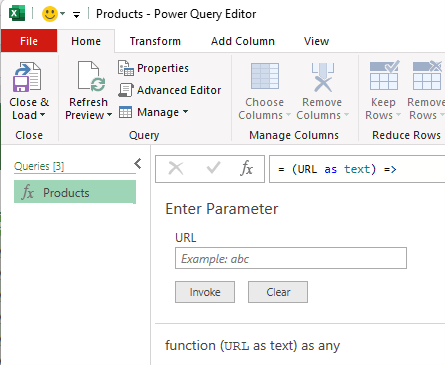 custom function in power query
