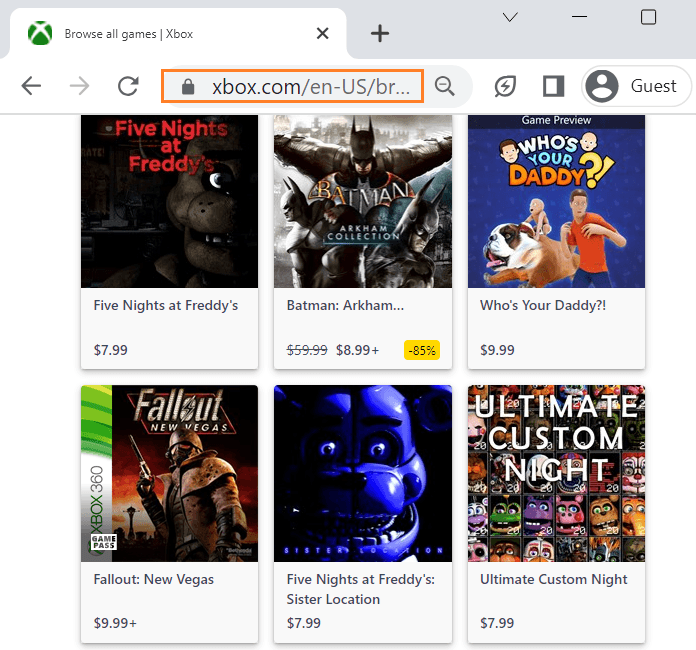 browse xbox games