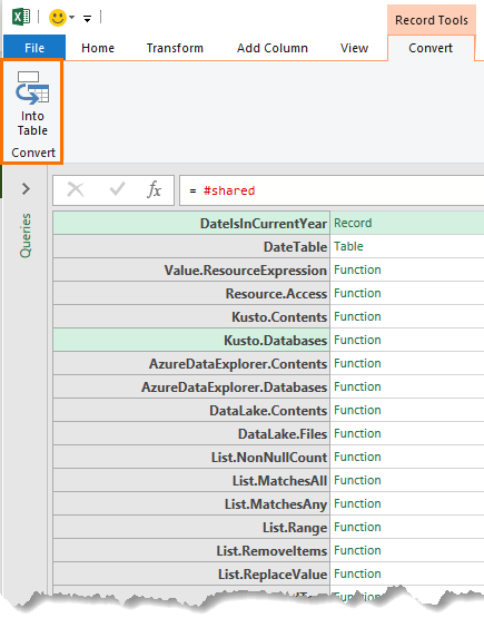 Power Query convert to table