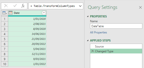 Power Query data