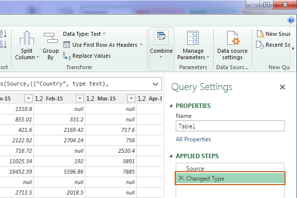 remove changed type step