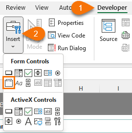 insert group box form control