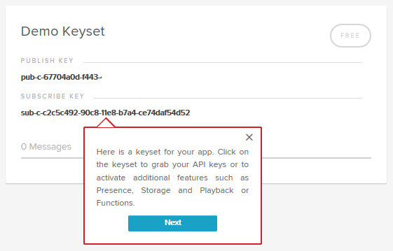 pubnub demo keyset