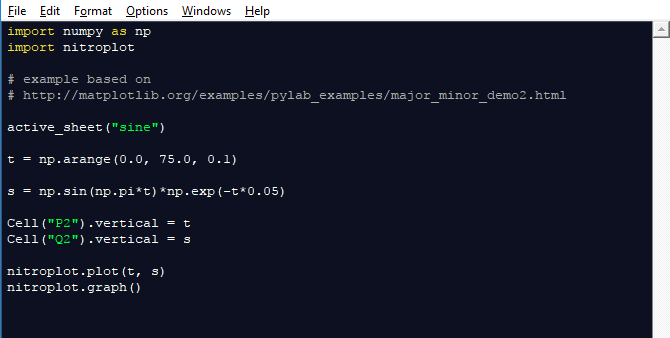 Decaying Sine Wave Code Writing to Excel Sheet