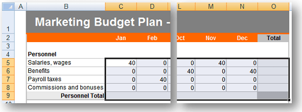 Excel quick SUM formula range