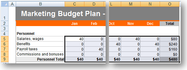 Excel quick SUM formula result