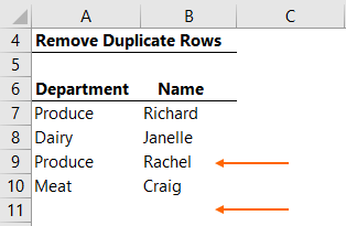 remove duplicate rows