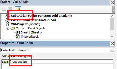 Renaming VBA add-in project