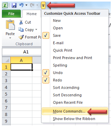 Excel Customize Quick Access Toolbar