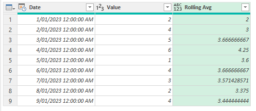 Calculate Rolling average In Power Query Power Query Excel Forum 