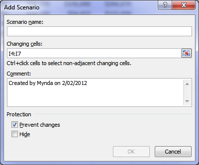 Excel Add Scenario