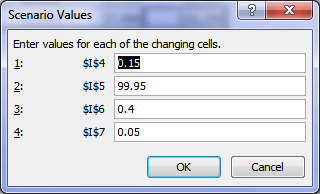 Excel Scenario Values