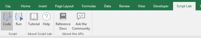 Script Lab section of Ribbon