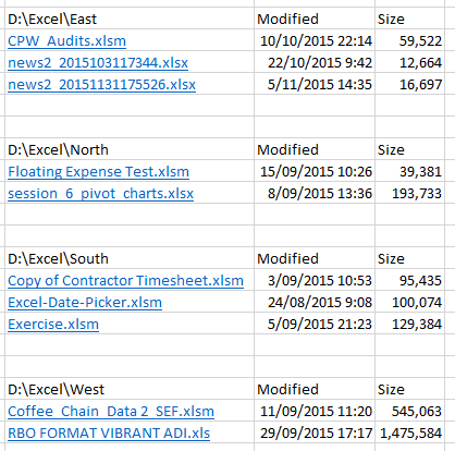 Search results with meta data