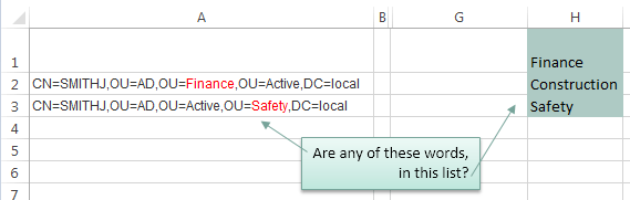 excel search cell for word