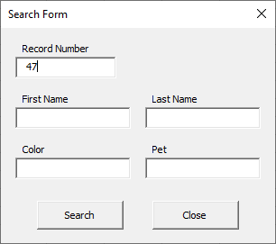 searching for record with user form