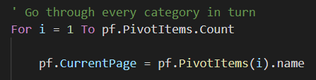 Select category filter in pivot table with vba