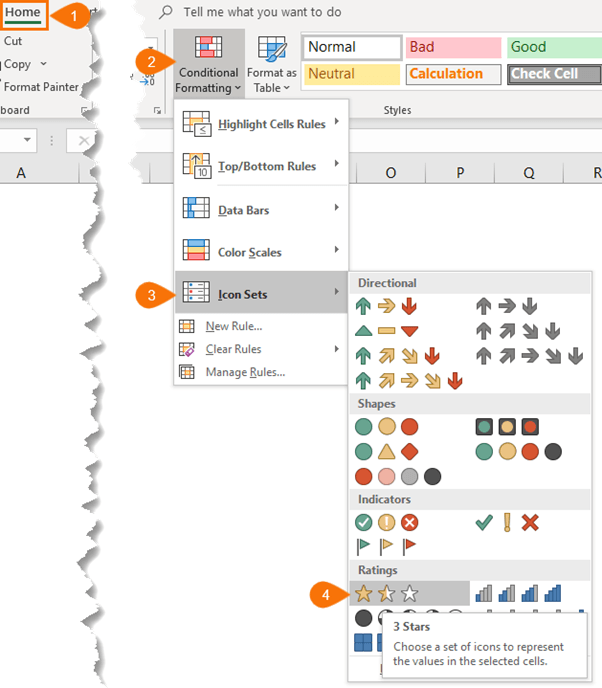 set the conditional formatting to apply whole star