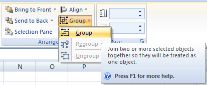 grouping excel shapes