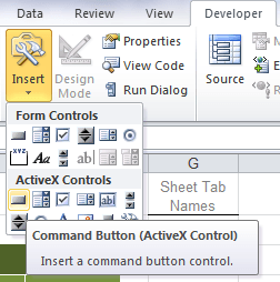 add a command button in excel for mac