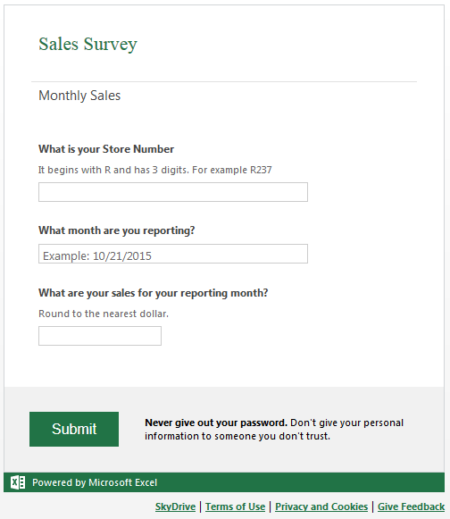 Excel Surveys