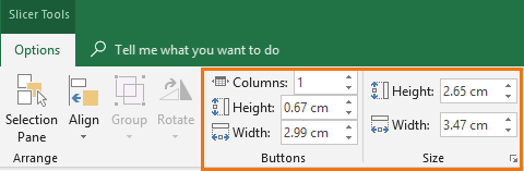 office mac 2016 creating slicers for a table