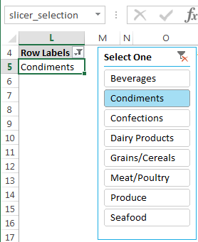 Excel Slicer selection