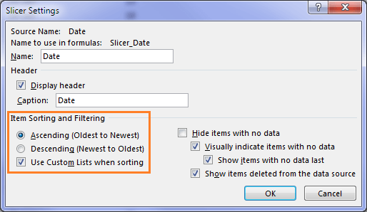 excel slicer custom sort