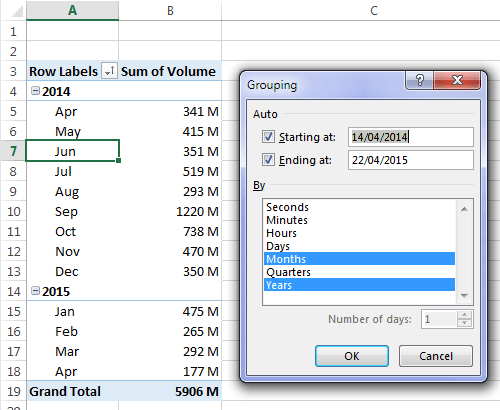 Group in excel on mac for months