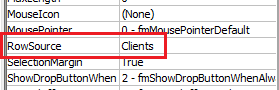 Specifying the RowSource to populate a drop down list