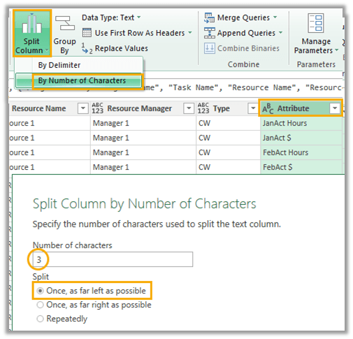 split attribute column by number of characters