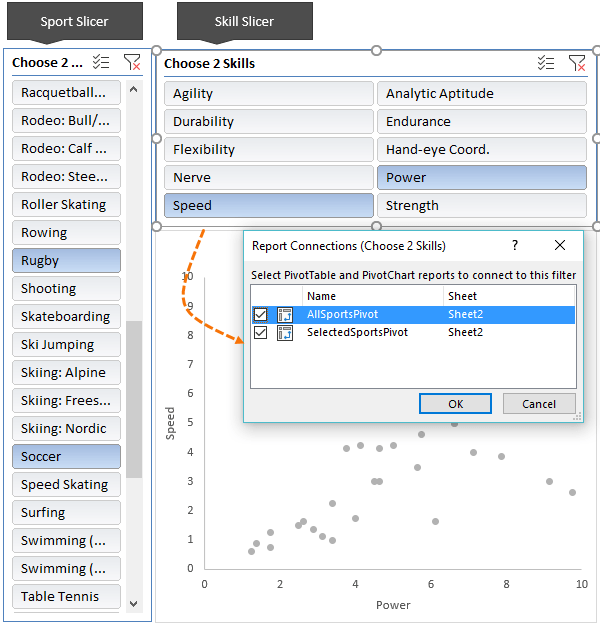 sport slicer and skill slicer