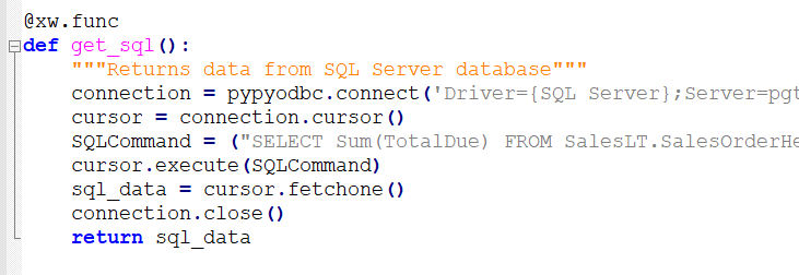 sql query python udf code