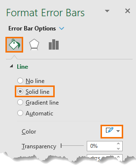 select horizontal error bars