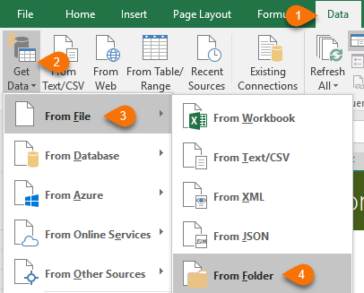 Power Query Get Files from
a Folder