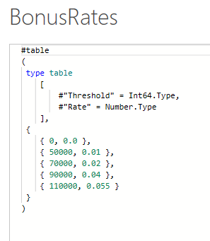 m code to create #table