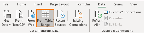 step 1 get data from excel table