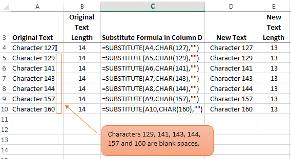 Excel SUBSTITUTE formula