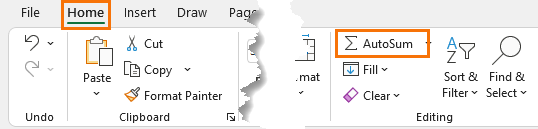 Excel AutoSum