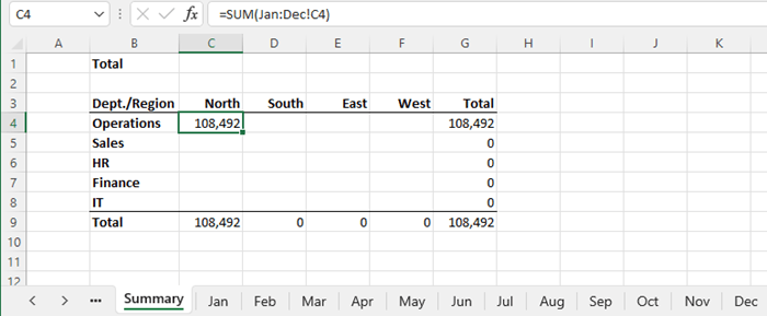 Excel 3D Sum formula