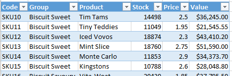 Excel Tables