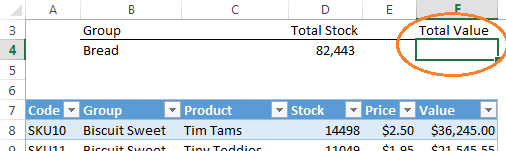 Excel Tables structured reference