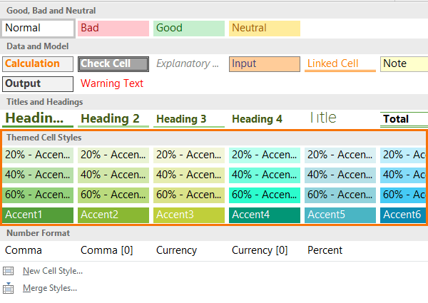 themed cell styles