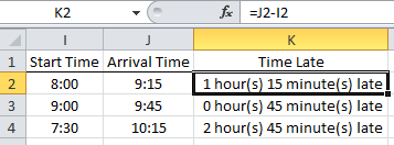 Excel format time with words