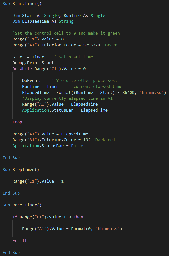 vba timer stopwatch code