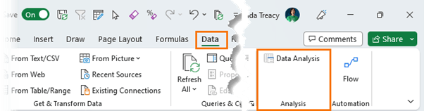 toolpak installed on Excel ribbon